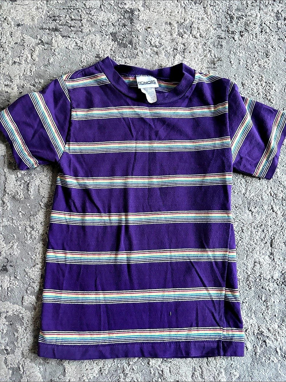 VINTAGE 80-90s 15Honors Striped Short Sleeve Tee in Purple Size Medium